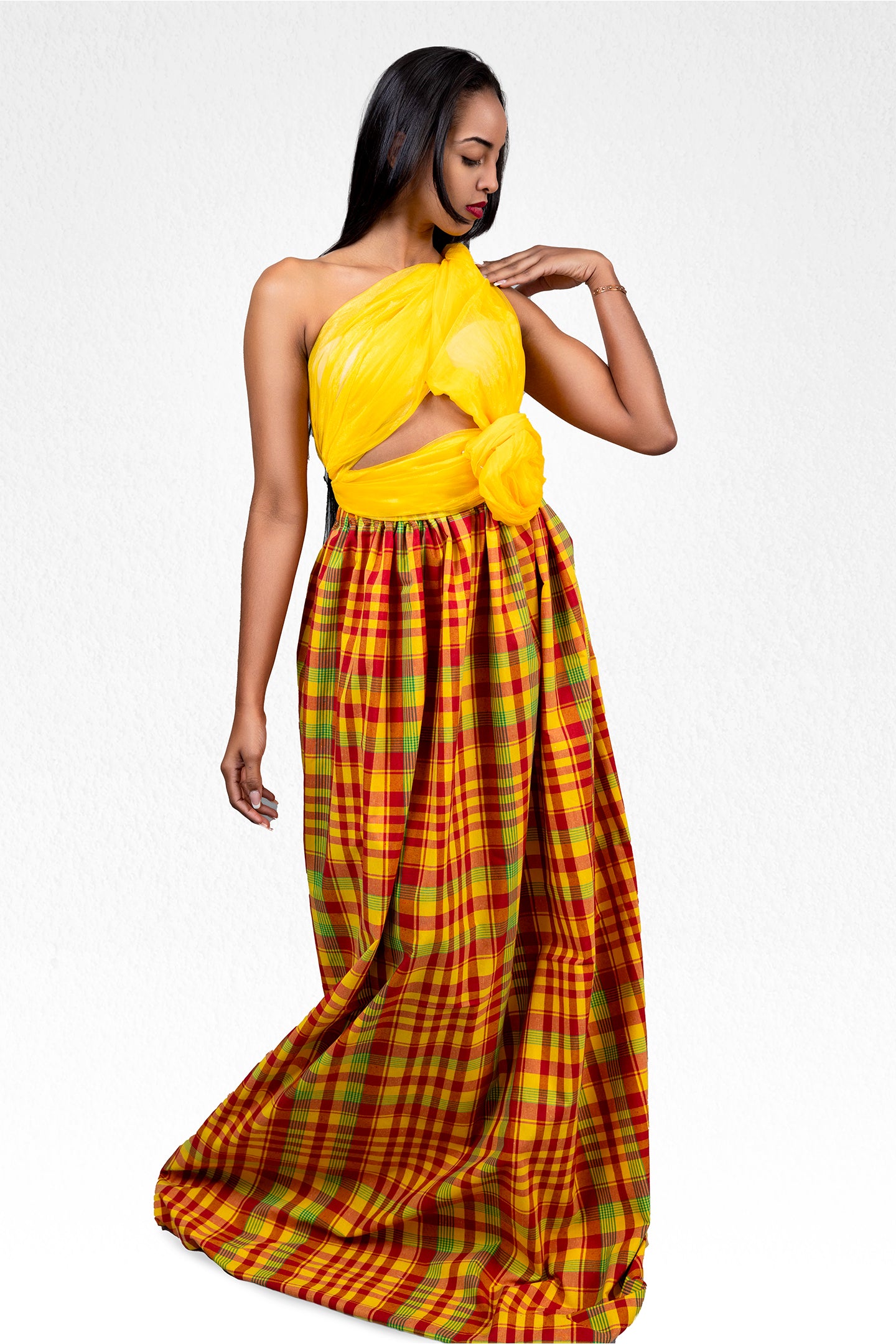 Elegant Autumn Dress in Warm Seasonal Tones